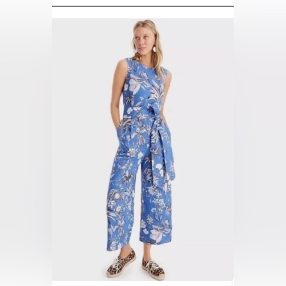 J Crew Linen wrap-back jumpsuit in Ratti® tropical toile 2
